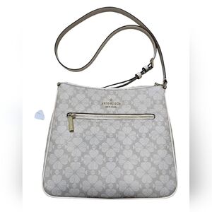Kate Spade Dark Beige PVC Flower Crossbody Bag, With Silver Hardware, New w/tags